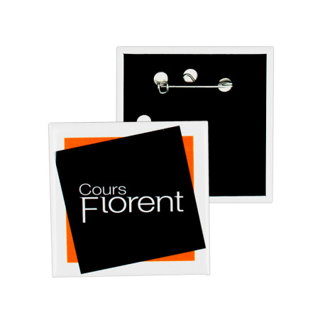 Badge Carré 63x63mm personnalisé | Pin's Personnalisé