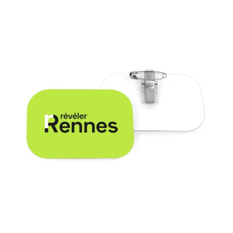 Eco-Badge Rectangle Coins Arrondis 81x56mm personnalisé | Pin's Personnalisé