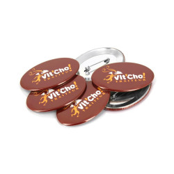 Badge ovale à épingle 70x45 mm personnalisé