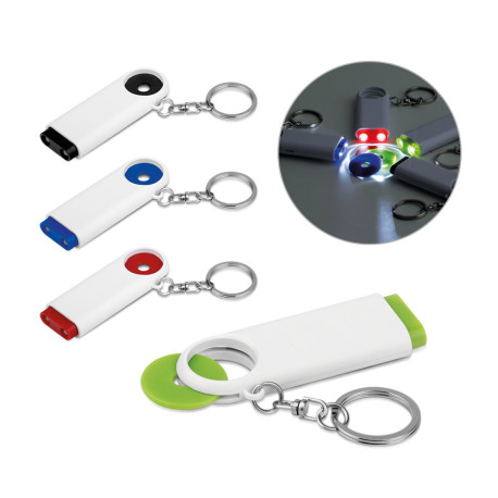 TOKEN. Porte-clés lampe avec monnaie pour chariot de supermarché personnalisé | Pin's Personnalisé