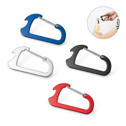 CLOSE. Mousqueton avec décapsuleur en aluminium personnalisé